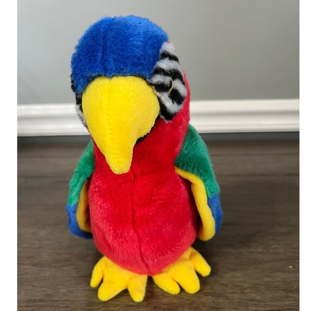 Ty Beanie Buddies Jabber the Parrot Red Macaw Plush 1999 Large Stuffed Animal 9"